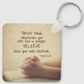 Mark 11:24 Wat je ook vraagt in gebed Believe, Sleutelhanger (Achterkant)