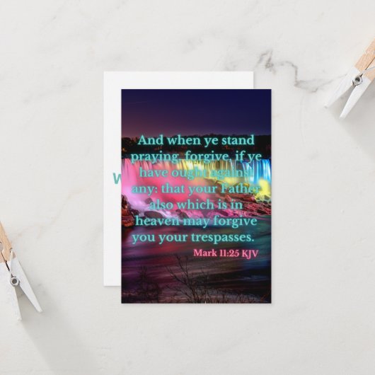 Mark 11:25 KJV Bijbel Verse Pic Flat Greeting Kaart (Voorkant / Achterkant in situ)