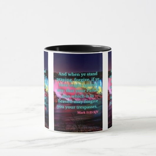 Mark 11:25 KJV Bijbelverse Pic Two-Tone Mok (Midden)