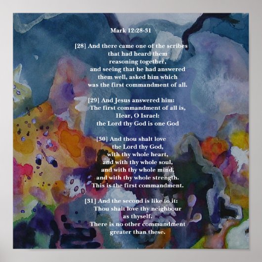 Mark 12:28-31 poster (Voorkant)