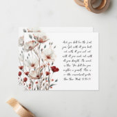 Mark 12:30-31 Engels Birmees roze klaproos Notecar Notitiekaartje (Voorkant / Achterkant in situ)