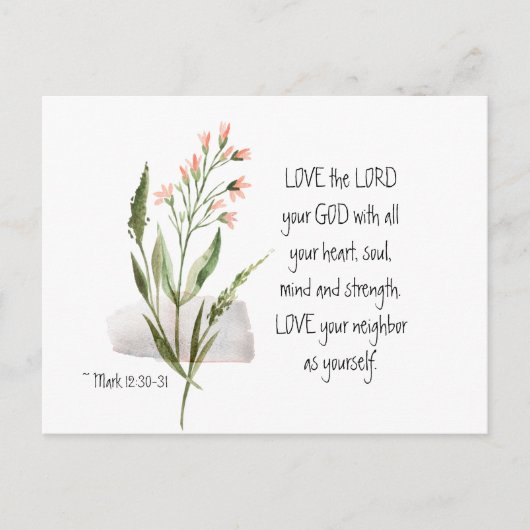 Mark 12:30-31 LIEFT VAN DE LORD VAN JE GOD Briefkaart (Voorkant)