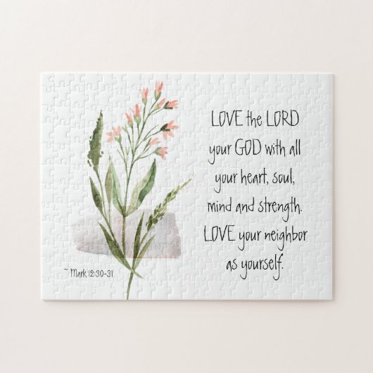 Mark 12:30-31 LIEFT VAN DE LORD VAN JE GOD Legpuzzel (Horizontaal)