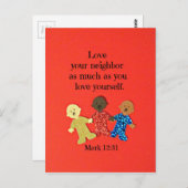 Mark 12:31 hou net zo veel van je buurman als van  briefkaart (Voorkant / Achterkant)