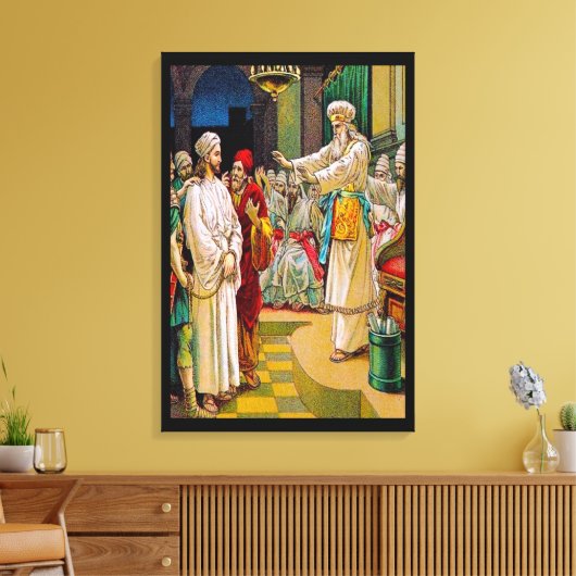 Mark 14:53-65 Jesus Voor het Chief Priest Canvas Afdruk (Insitu (Woonkamer))