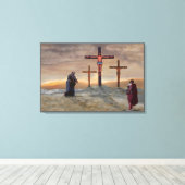 Mark 15:39 (aan het kruisje) canvas afdruk (Insitu (Houten vloer))