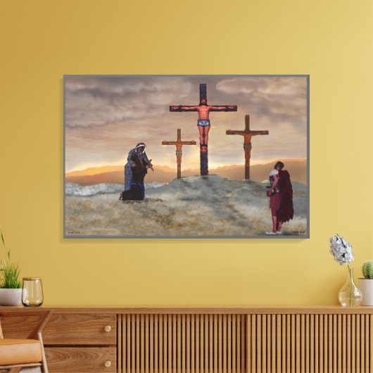 Mark 15:39 (aan het kruisje) canvas afdruk (Insitu (Woonkamer))