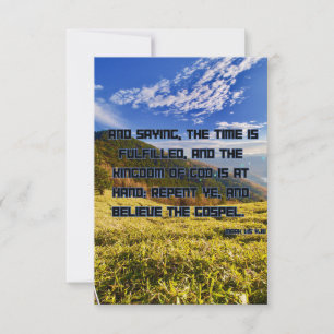 Mark 1:15 KJV Bijbel Schrift foto begroeting Kaart