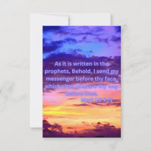 Mark 1:2 KJV Bijbelvers Afbeelding Platte Wenskaar Kaart