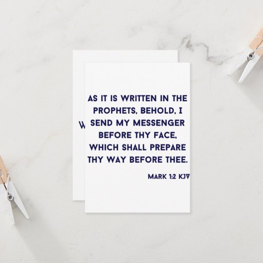 Mark 1:2 KJV Bijbelverse platte Wenskaart Kaart (Voorkant / Achterkant in situ)