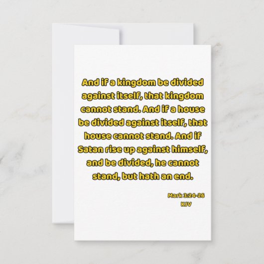 Mark 3:24-26 KJV Bijbel Schrift Groet Kaart (Voorkant)