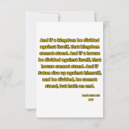Mark 3:24-26 KJV Bijbel Schrift Groet Kaart