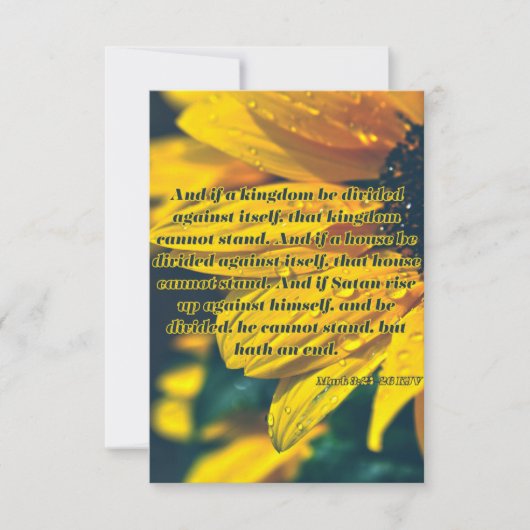 Mark 3:24-26 KJV Bijbel Schrift Pic Groet Kaart (Voorkant)