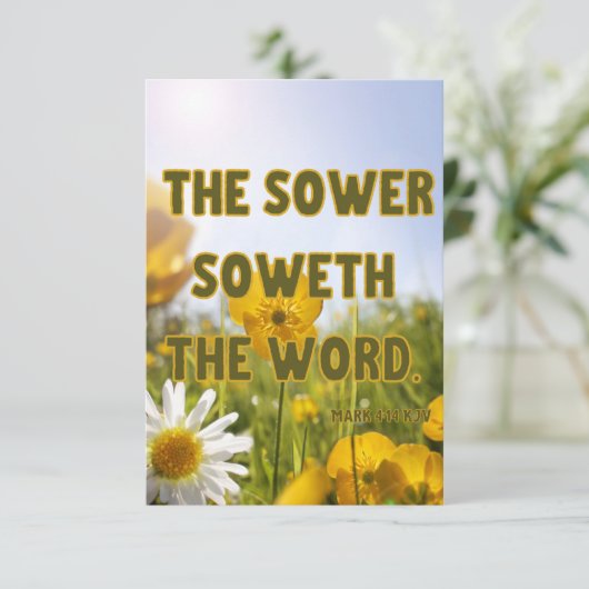 Mark 4:14 KJV Bijbel Schrift Pic Groet Kaart (Staand voorkant)