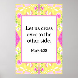 Mark 4:35 Bohemian Chintz Illustratie Geel Roze Poster