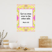 Mark 4:35 Bohemian Chintz Illustratie Geel Roze Poster (Keuken)