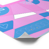 Mark 4:35 Bohemian Chintz Illustratie Roze Blauw Poster (Hoek)