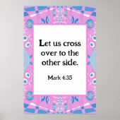 Mark 4:35 Bohemian Chintz Illustratie Roze Blauw Poster (Voorkant)