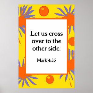 Mark 4:35 Vette madeliefjes - geel Sinaasappel Paa Poster