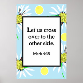 Mark 4:35 Vette madeliefjes - Pastel Blauw Geel Poster