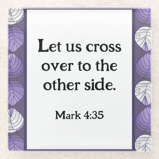 Mark 4:35 Viskopbladeren Lila Glazen Onderzetter (Voorkant)