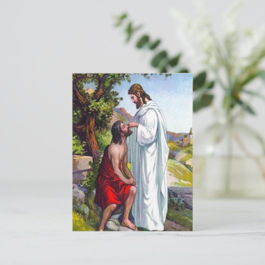 Mark 8:22-26 Jesus Heals een Blind Man briefkaart (Staand voorkant)