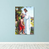 Mark 8:22-26 Jesus Heals een Blind Man Canvas (Insitu (Houten vloer))