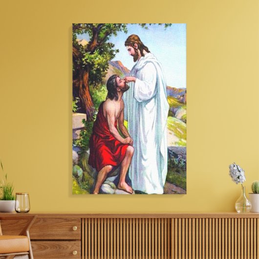 Mark 8:22-26 Jesus Heals een Blind Man Canvas (Insitu (Woonkamer))