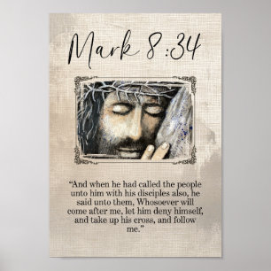 Mark 8:34 Jezus Kruisiging Christus Muur Kunst Pri Poster
