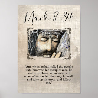 Mark 8:34 Jezus Kruisiging Christus Muur Kunst Pri Poster