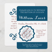 Mark Baptism Invitation Kaart (Voorkant / Achterkant)