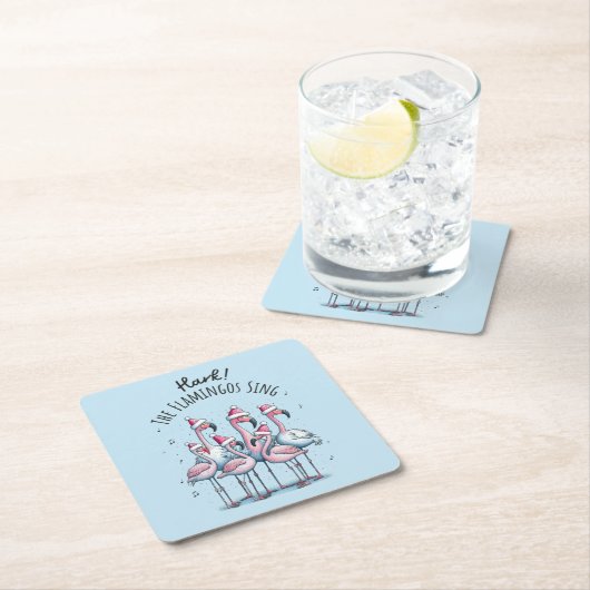 Mark de flamingo's zingen kartonnen onderzetters (Insitu)