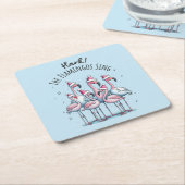 Mark de flamingo's zingen kartonnen onderzetters (Schuin)