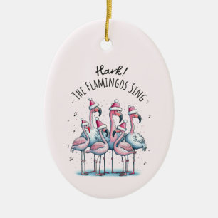 Mark de flamingo's zingen keramisch ornament