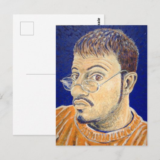 Mark E Westerfield Self Portrait Oranje White Blue Briefkaart (Voorkant / Achterkant)
