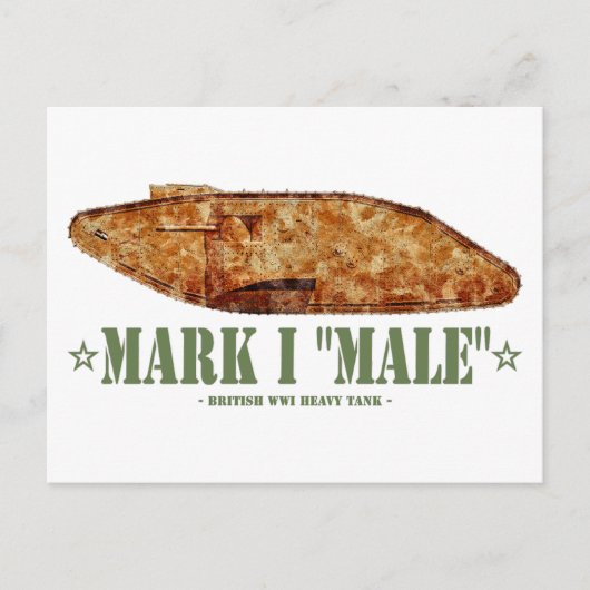 Mark I Mannelijke World War One Britse zware tank Briefkaart (Voorkant)