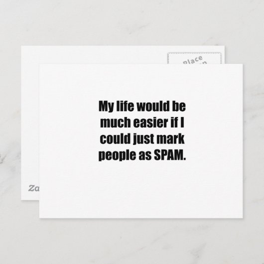 Mark People as SPAM Briefkaart (Voorkant / Achterkant)