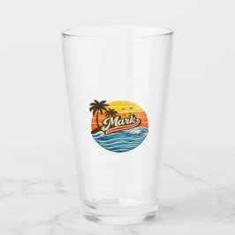 Mark Retro Sunset Naam Ontwerp Glas