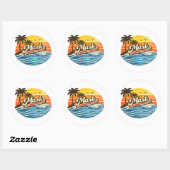 Mark Retro Sunset Name Design Ronde Sticker (Vel)