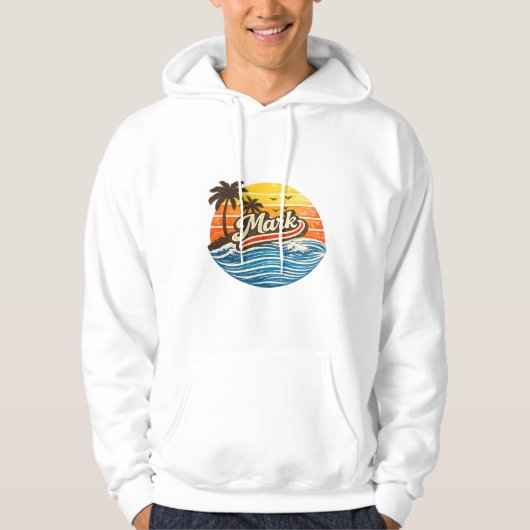 Mark Retro Zonsondergang Naam Ontwerp Hoodie (Voorkant)