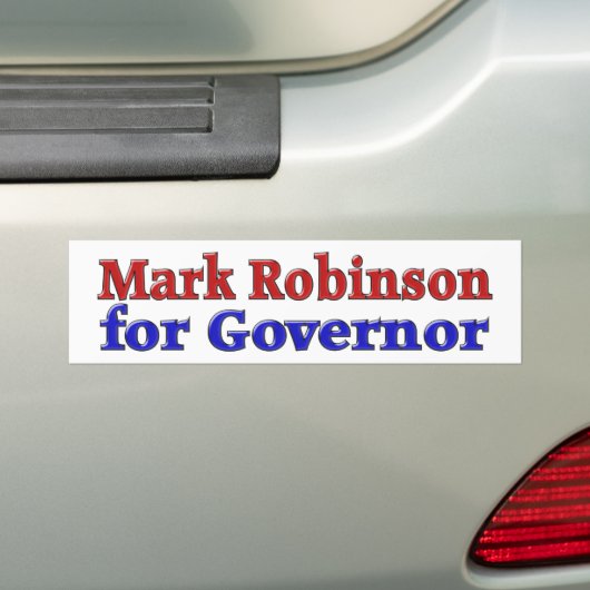 Mark Robinson voor Gouverneur met rode blauwe teks Bumpersticker (Op auto)