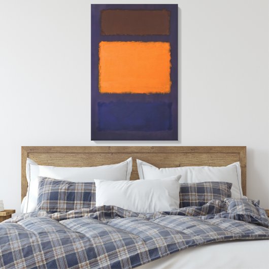 Mark Rothko - Bruin, Sinaasappel, Blauw op Maroon Canvas Afdruk (Insitu (Slaapkamer))