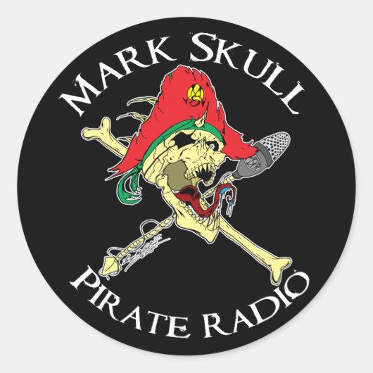 Mark Skull Pirate Radio Sticker (Voorkant)