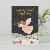 Mark the Herald Angels zingt Noordse Kerst Folie Feestdagenkaart (Staand Voorkant)