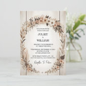 Mark Tuin Bloemen Lente Hout Boho Rustieke Bruilof Kaart (Staand voorkant)