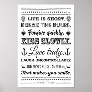 Mark Twain - Breek de regels Poster