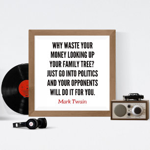 Mark Twain genealogie grappig citaat Foto Afdruk