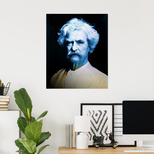Mark Twain in Blue Poster (Thuiskantoor)
