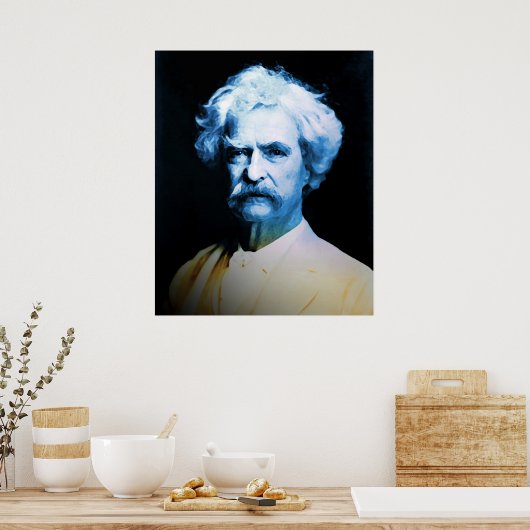Mark Twain in Blue Poster (Keuken)