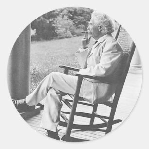 Mark Twain in Rocking Stokkers Ronde Sticker